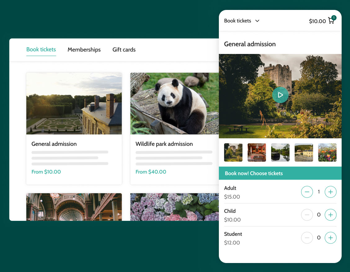 Roller alternative ticketing software and EPOS shop view